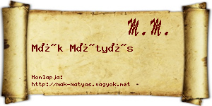 Mák Mátyás névjegykártya