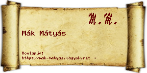 Mák Mátyás névjegykártya